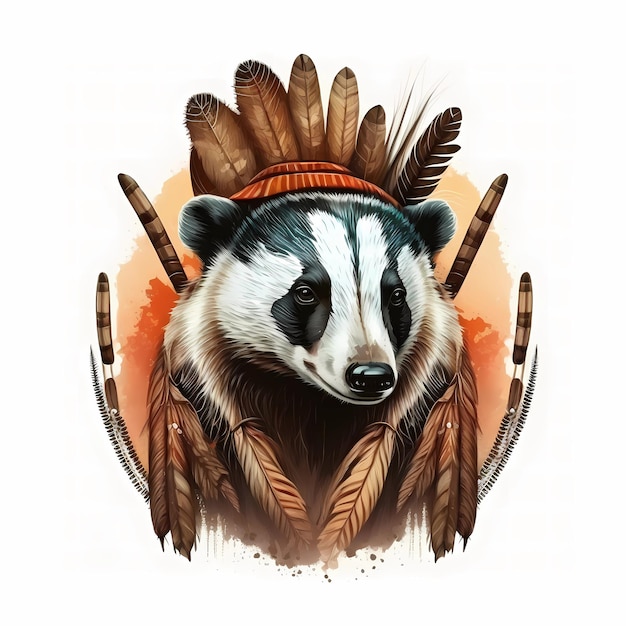 Photo raccoon totem animal native american or indian mask