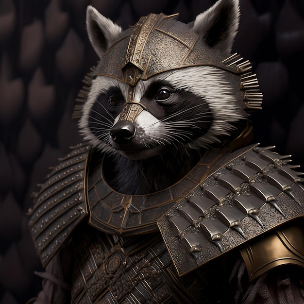 A raccoon wearing armor Generative Ai