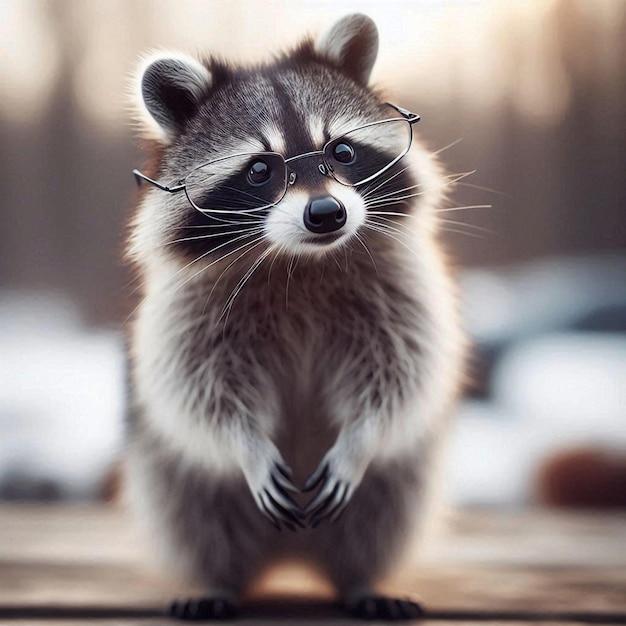 Photo a raccoon wearing glasses and a pair of glasses