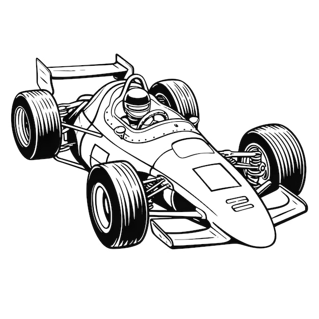 Premium AI Image | Race car coloring page for children and kids Image only