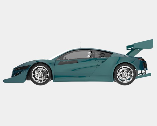 Гоночный автомобиль, изолированные на фоне 3D рендеринга иллюстрации