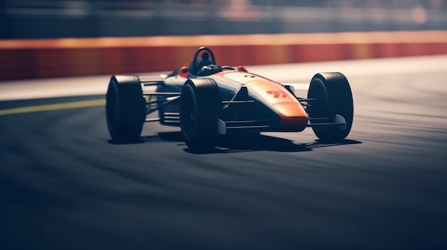 A race car on a track with the word formula on the front