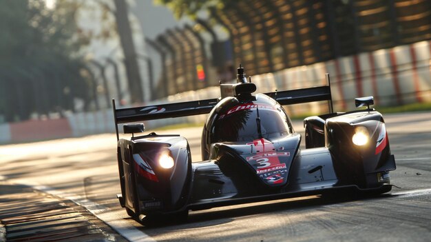 a race car with the logo on the side of it