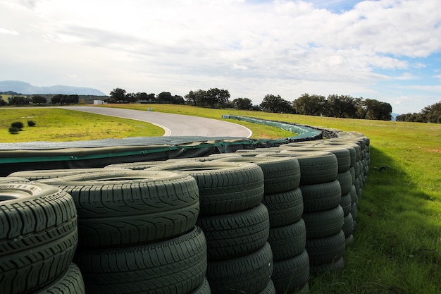 Race circuit track on a bend