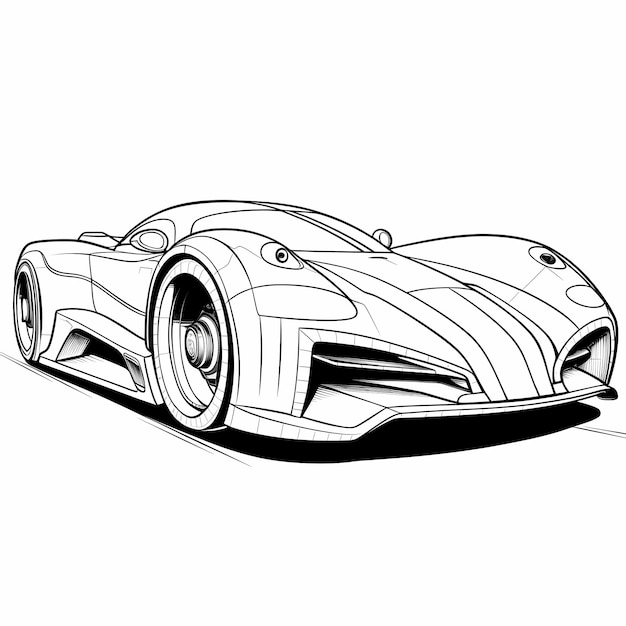 Photo a race futuristic car coloring page cartoon style thick lines