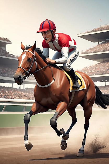 Racehorse Jockey Cartoon Character 3D Animation Illustration Guide