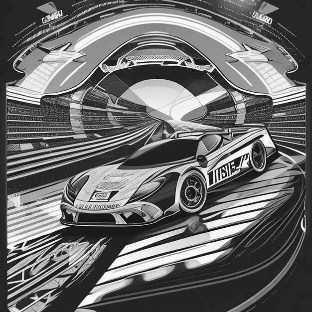 racing car Ai image for tshirt design