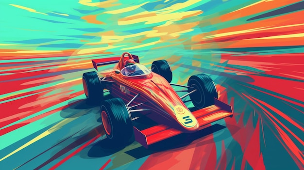 The racing car is moving illustration