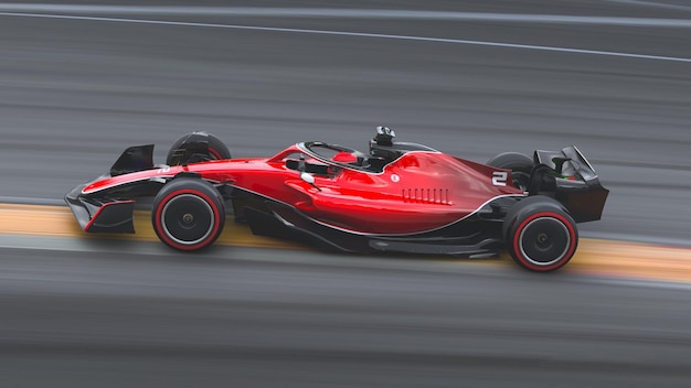 racing car running on track 3d illustration
