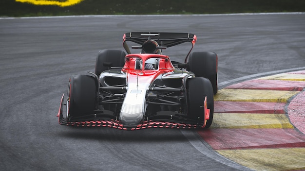 Racing car running on track