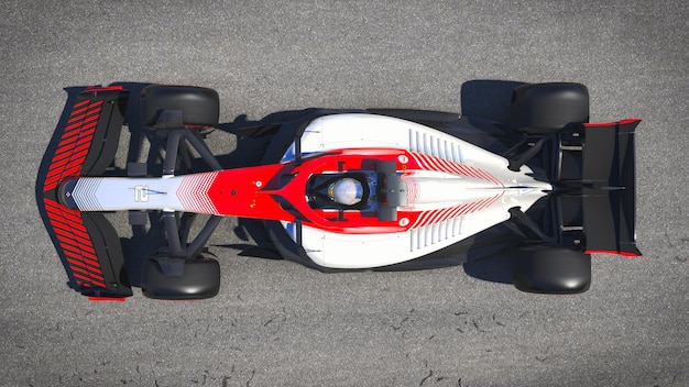 Racing car top view on track