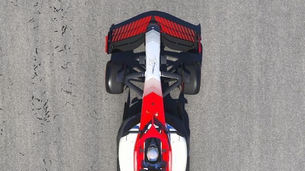 Racing car top view on track