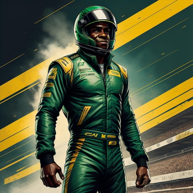 Photo racing driver in his racing suit