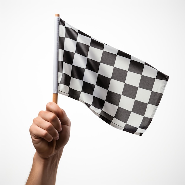 Фото Гоночный флаг, развевающийся в квадратном гоночном флаге