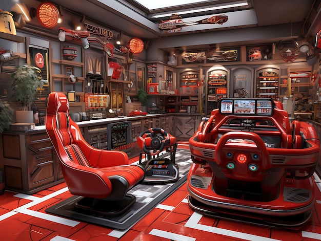 Racing Game Room Boys met diecast auto collectie kabinet een trending achtergrond kamer decoratief