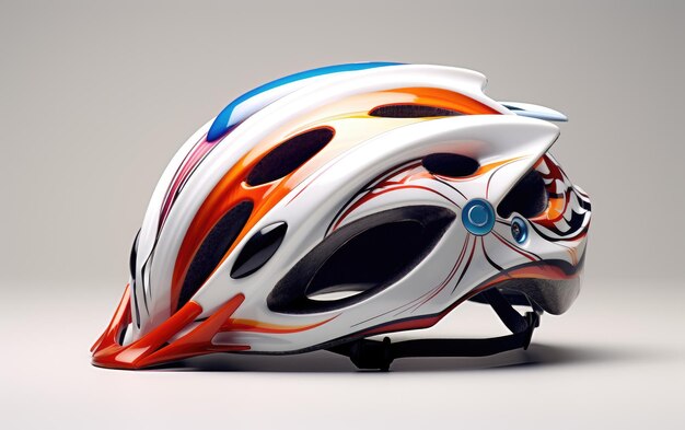 Photo racing gear bike helmet on white background