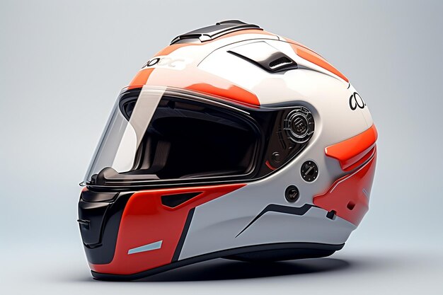 흰색 배경 생성 Ai에 레이싱 헬멧 모형