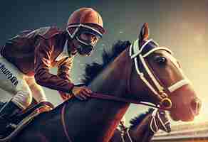 Photo racing horse portrait in action