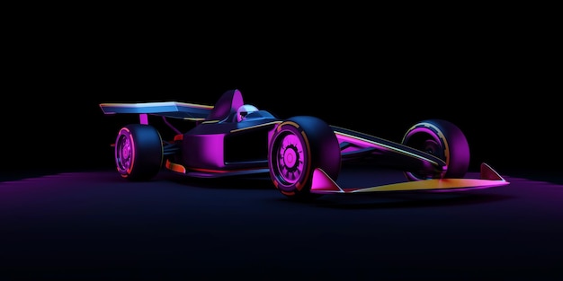 Racing sport car on dark background with lights