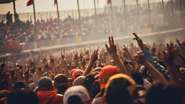 Racing track with a crowd of people eagerly waiting on the grandstands