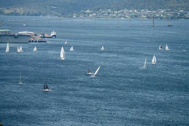 Photo racing yachts on the river derwent