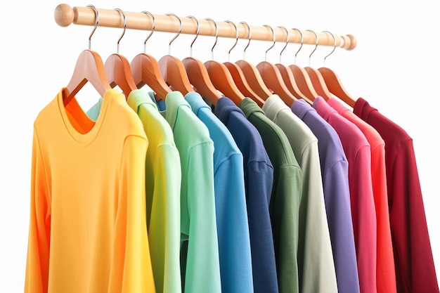 A rack of colorful shirts with one that says'i'm a shopper '