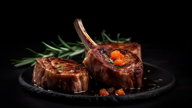 Rack of lamb Lamb chops with rosemary freshly grilled