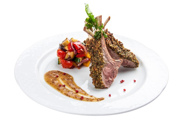 Rack of lamb on white background