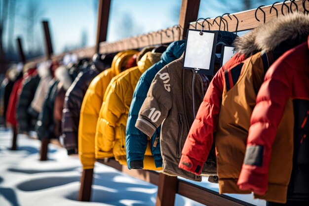 Foto un rack di abbigliamento invernale scontato per i saldi invernali ai generativa