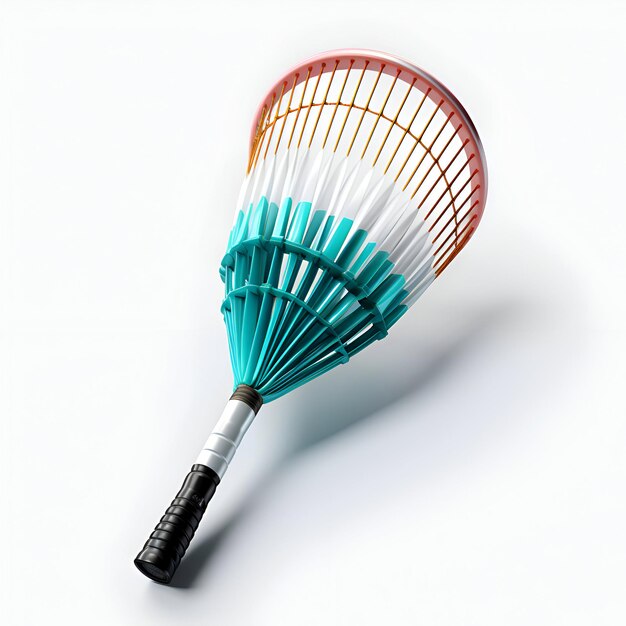 Photo racket for badminton on a white background 3d illustration