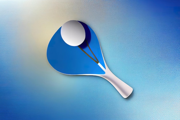 Racket for table tennis on an abstract white blue background Generative Ai