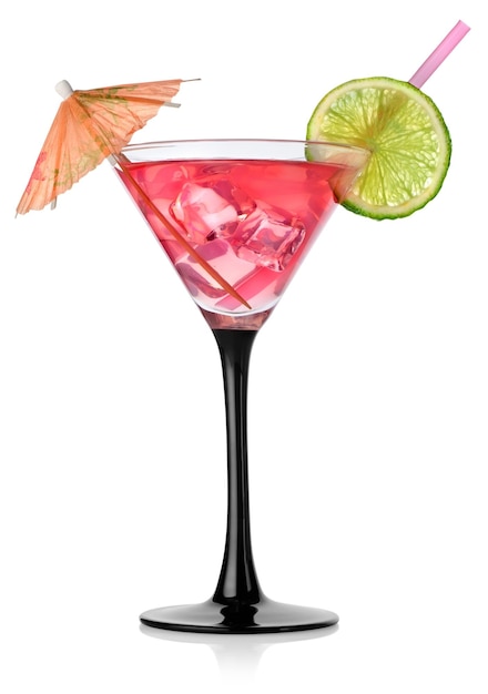 Rad cocktail in a glass isolated on a white background