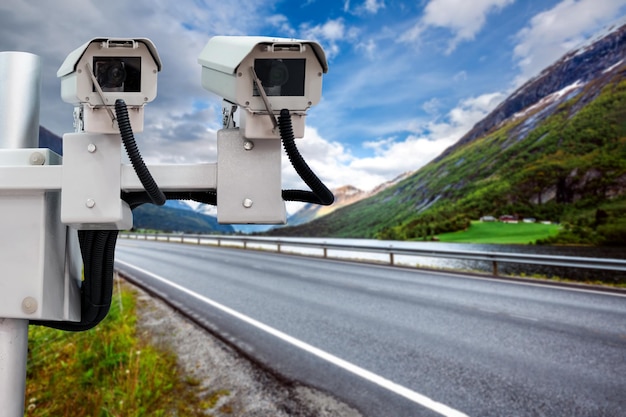 Radar snelheidsregeling camera op de weg
