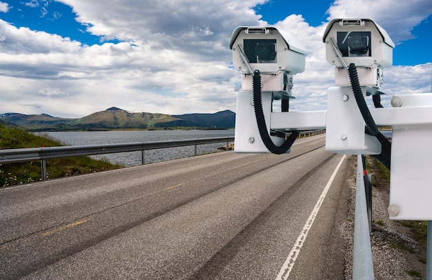 Radar speed control camera on the road