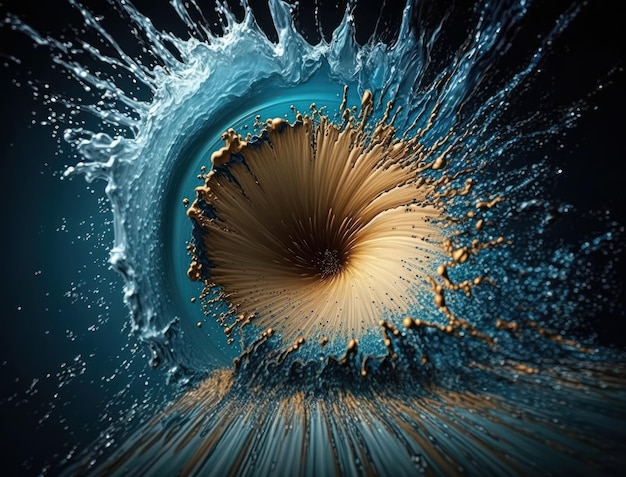 Radial spiral water splash background created with Generative AI technology