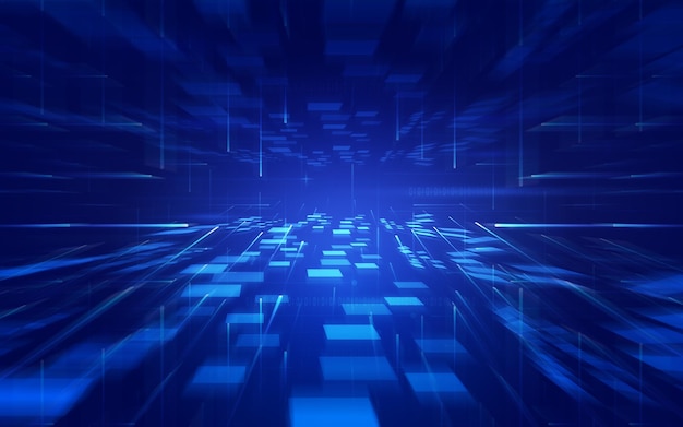 光技術の空間背景を備えた放射的に動くブロック