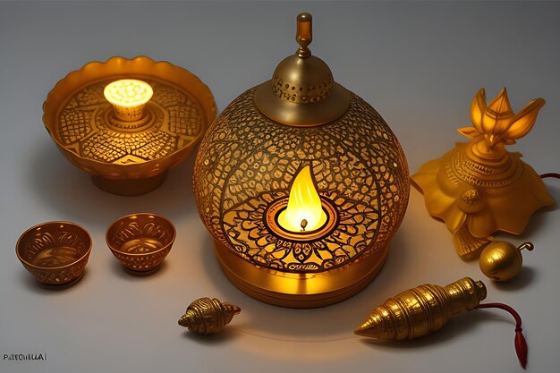 Radiance of Diwali Illuminating the Festival of Lights with Traditional Lamps