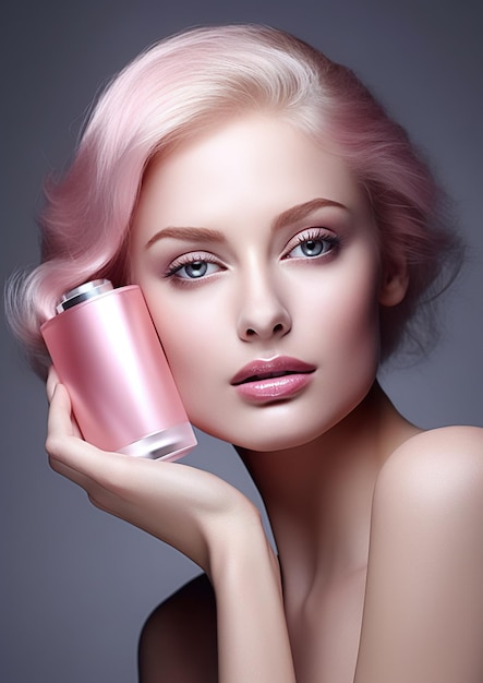 Radiant Beauty Captivating Model Showcasing Flawless Skin and Beauty Product Not a real person Generative AI