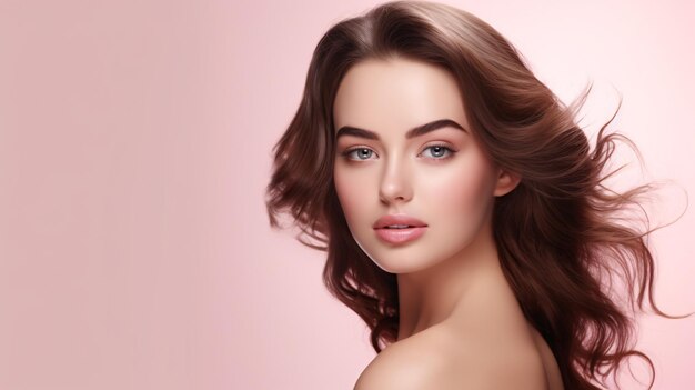 Radiant Beauty Portrait voor cosmetische banners Generatieve AI