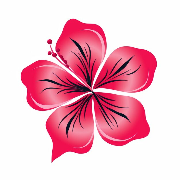 Photo radiant beauty a simplistic and elegant hot pink hawaiian flower on a pure white canvas