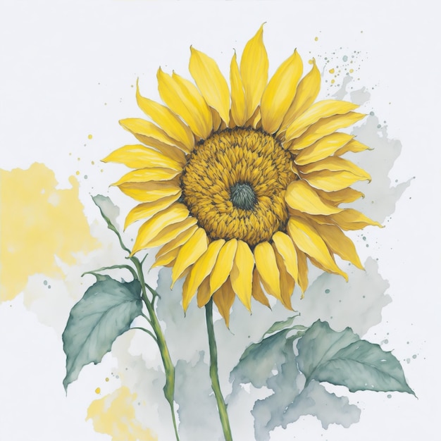 Radiant Blooms Watercolor Sunflower Painting