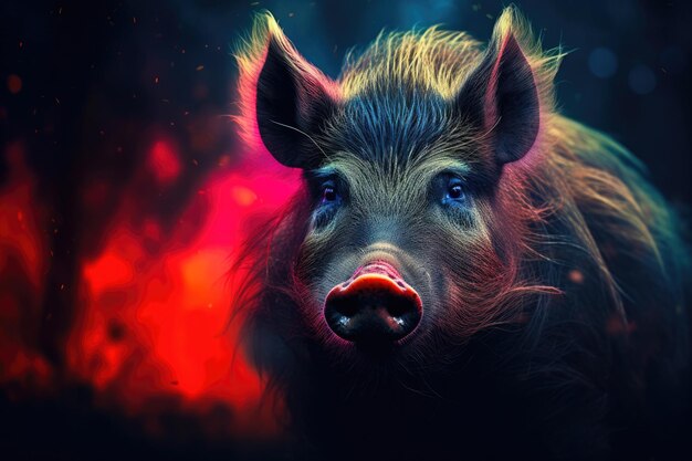 Radiant Boar in an Otherworldly Landscape