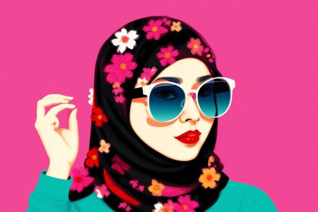 Radiant and Chic The Woman in Sunglasses Copy space Generative AI