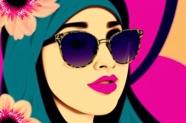 Radiant and Chic The Woman in Sunglasses Copy space Generative AI