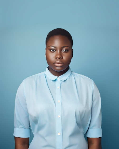 Radiant Diversity Confident African Teen in Blue Shirt