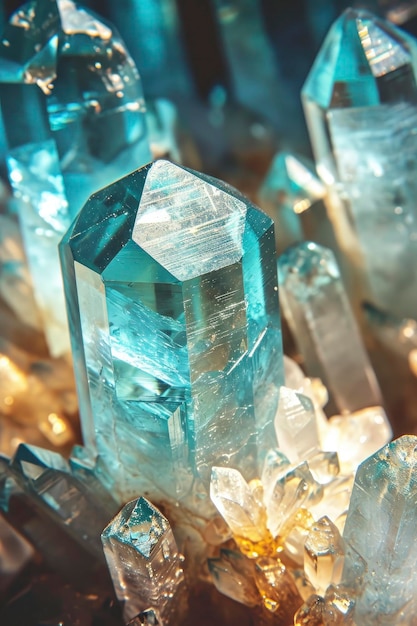 Radiant Elegance CloseUp of a Beautiful and Shiny Beryl Crystal Unveiling its Captivating Brilliance in a Mesmerizing Background