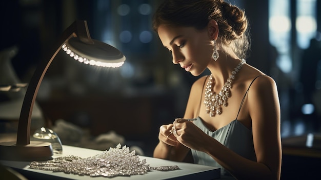 Premium AI Image  Radiant Elegance Exploring Our Jewelry Store's World 