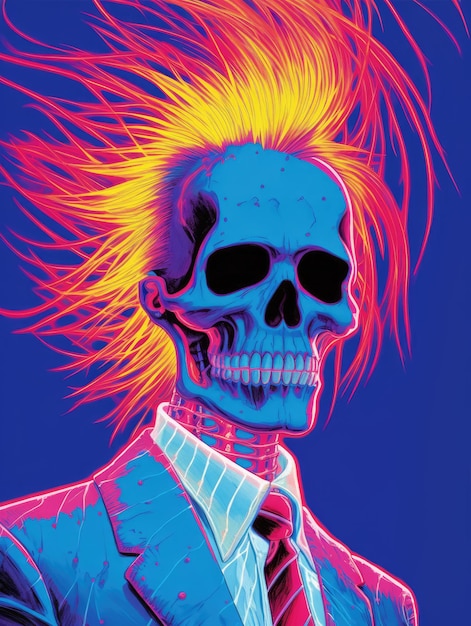 Radiant Elegance Pop Art Skeleton Print