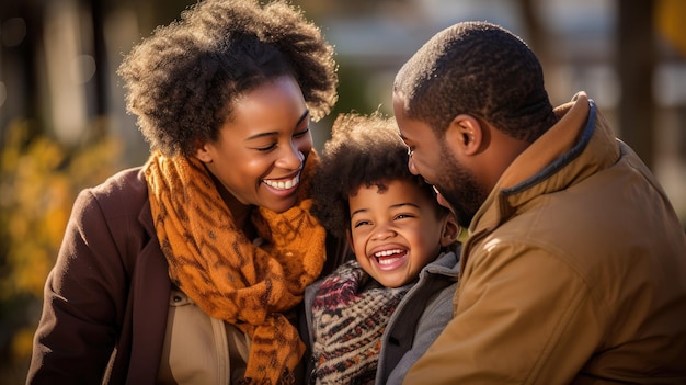 Radiant Family Bliss genuine happiness of an African American family outdoors