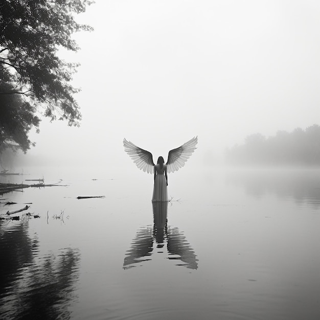 a radiant girl angel with wings